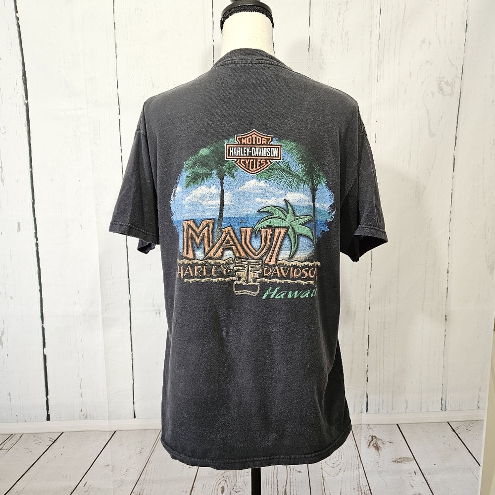Vintage 2003 Maui Hawaii Harley Davidson Distressed Tee